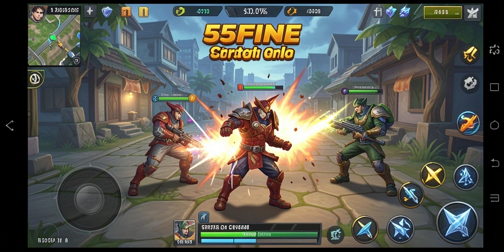 Screenshot gameplay 55FIVE menunjukkan strategi pertempuran yang mendebarkan.