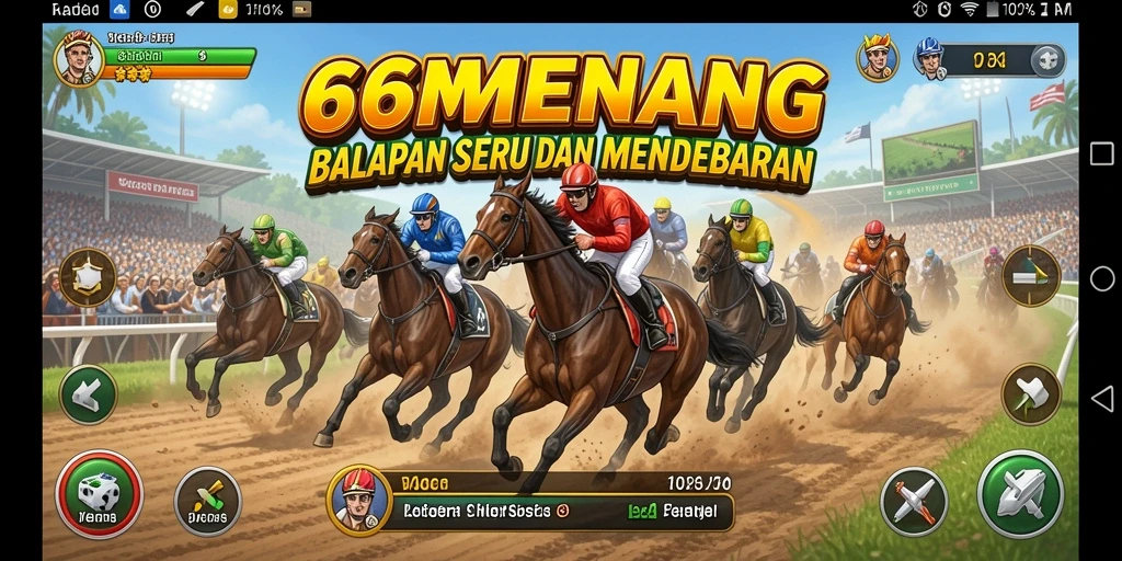 Tampilan gameplay seru dari 66MENANG yang menunjukkan aksi balapan.