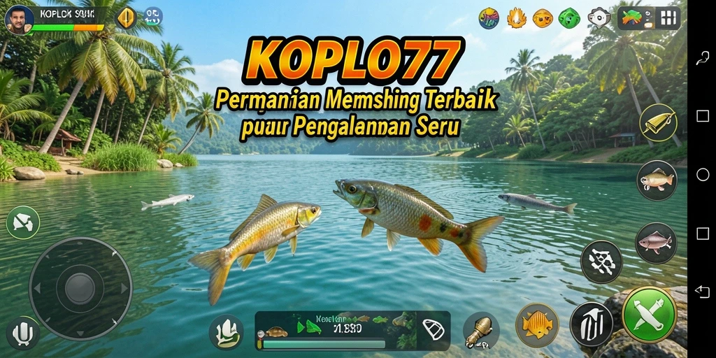 Screenshot gameplay KOPLO77 dengan aksi memancing yang seru.
