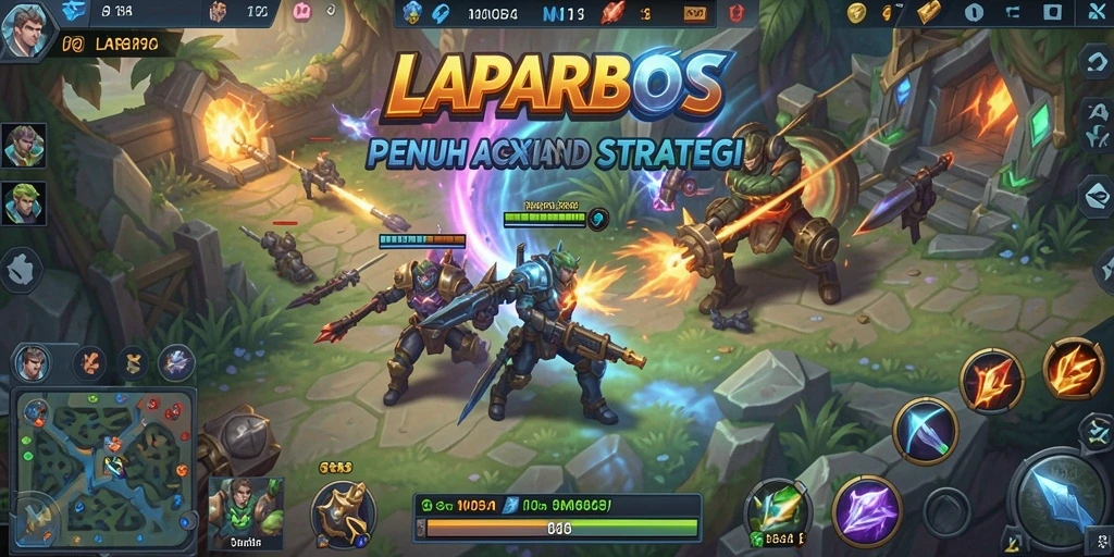 Screenshot dari aksi seru dalam permainan LAPARBOS MOBA.